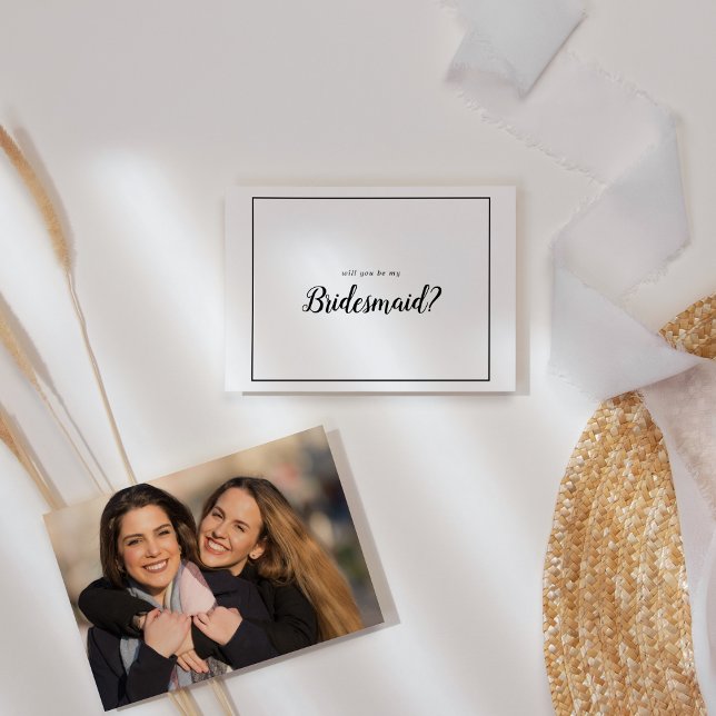 Simple Minimalist Photo Frame Be My Bridesmaid Note Card (Creator Uploaded)