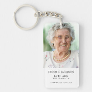 Simple Minimalist Photo Funeral in Loving Memory  Keychain