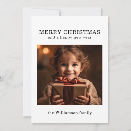 Simple Minimalist Photo Merry Christmas  Holiday Card