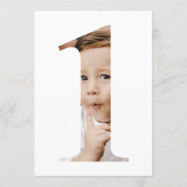 Simple Minimalist Photo Number One First Birthday Invitation
