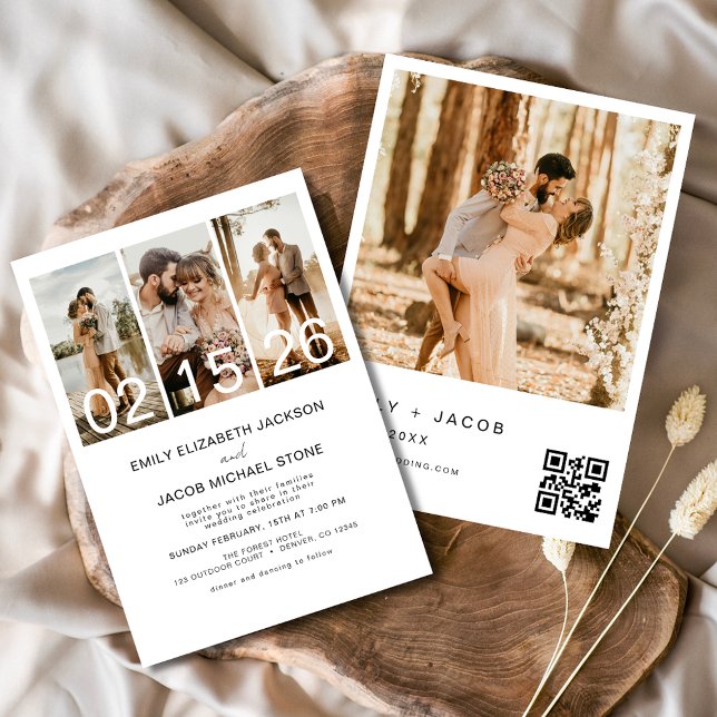 Simple Minimalist Photo QR code Wedding Invitation (Creator Uploaded)