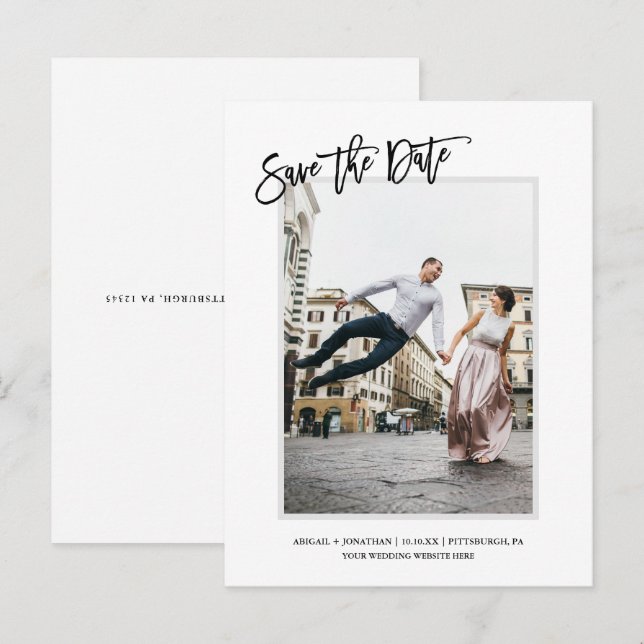 Simple Minimalist Photo Save the Date Invitation Postcard (Front/Back)