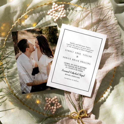 Simple Minimalist Photo Traditional Frame Wedding Invitation