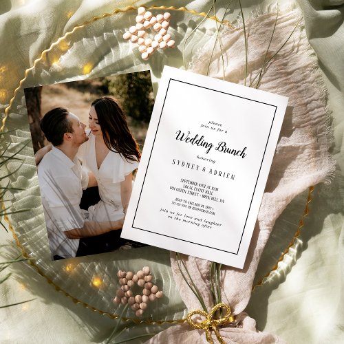Simple Minimalist Photo Wedding Brunch Frame Invitation