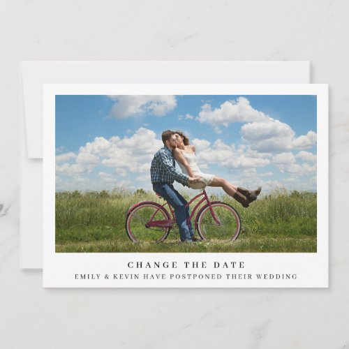 Simple Minimalist Photo Wedding Change the Date Announcement
