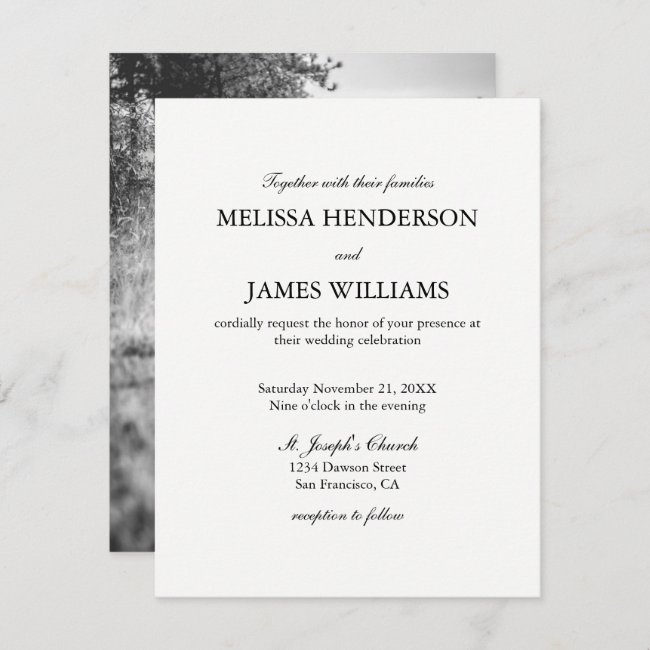 Simple Minimalist Photo Wedding Invitation