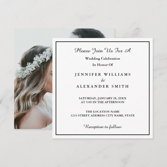 Simple Minimalist Photo Wedding Invitation (Front/Back)