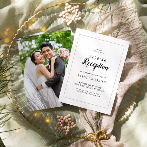 Simple Minimalist Photo Wedding Reception Frame Invitation