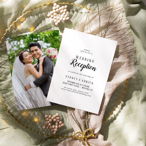 Simple Minimalist Photo Wedding Reception  Invitation