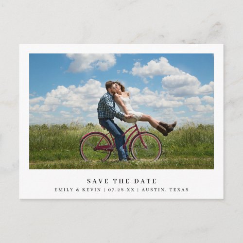 Simple Minimalist Photo Wedding Save the Date Invitation Postcard