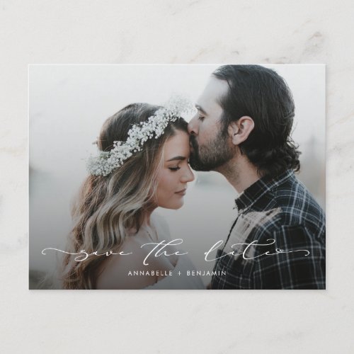 Simple Minimalist Photo Wedding Save The Date Postcard