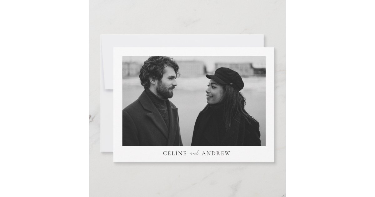 Simple Minimalist Photo Wedding Thank You Card | Zazzle