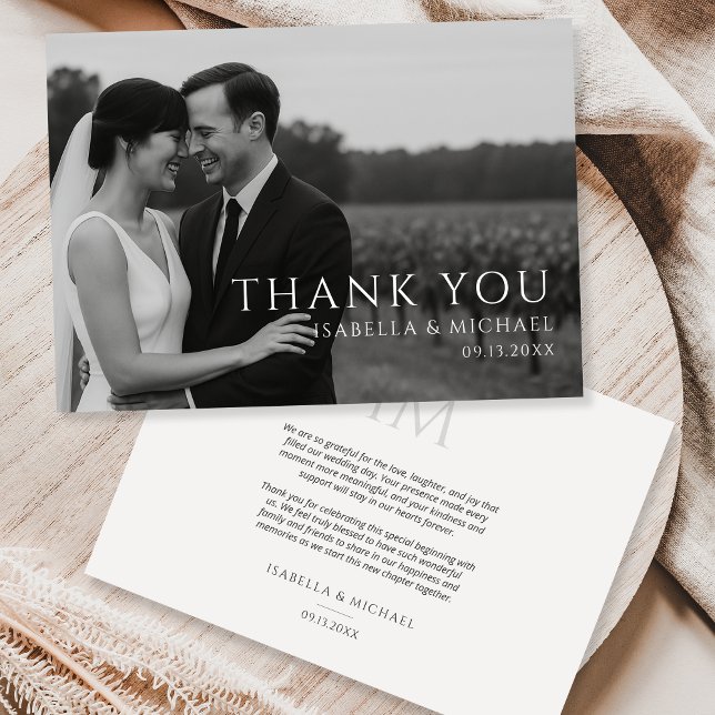 Simple Minimalist Photo Wedding Thank You Card (Creator Uploaded)