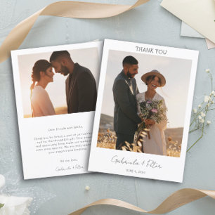 Simple Minimalist Photo Wedding Thank You Card