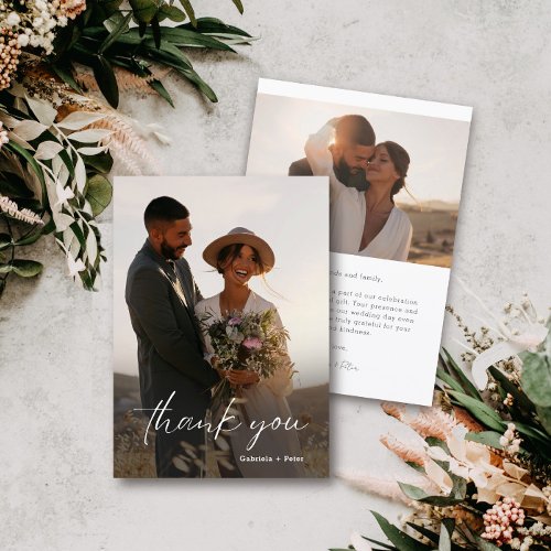 Simple Minimalist Photo Wedding Thank You Card