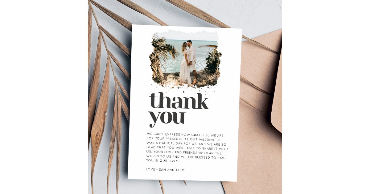 Simple Minimalist Photo Wedding Thank You Card | Zazzle