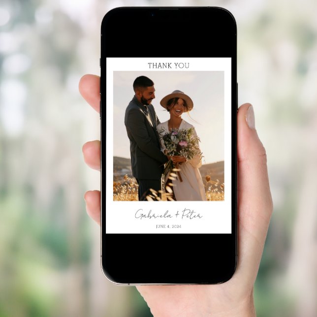 Simple Minimalist Photo Wedding Thank You Card (Front Digital)