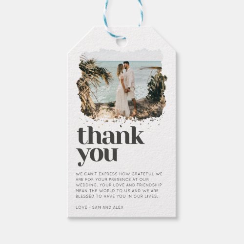 Simple Minimalist Photo Wedding Thank You Gift Tags