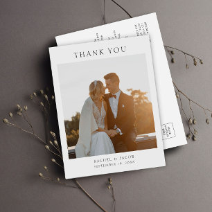 Simple Minimalist Photo Wedding Thank You Postcard