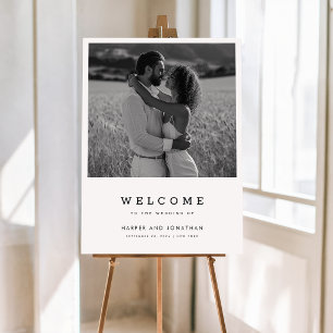 Simple Minimalist Photo Wedding Welcome Foam Board