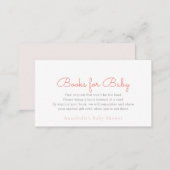 Simple Minimalist Pink Baby Shower Book Request Enclosure Card (Front/Back)