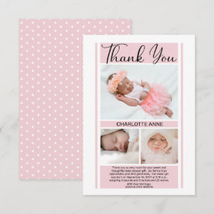 Simple Minimalist Pink Baby Shower Girl Thank You Card