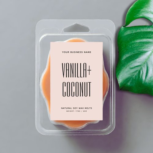 Simple minimalist pink blush soy wax melts label