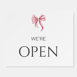 Simple Minimalist Pink Bow Open Closed Business Foam Board