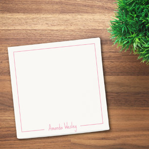 Simple Minimalist Pink Monogram Full Name Post-it Notes