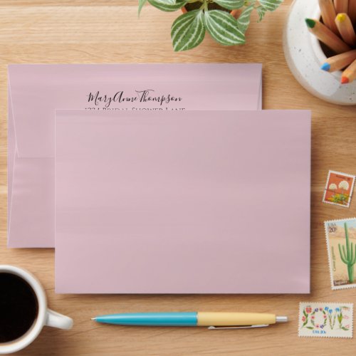 Simple Minimalist Pink Soft Pastel Calligraphy Envelope