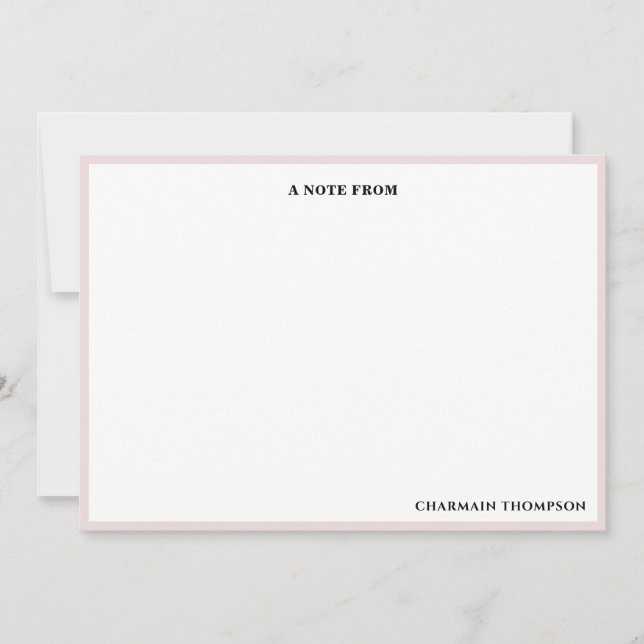 Simple Minimalist Pink White  Note Card (Front)