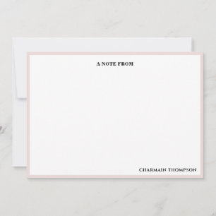 Simple Minimalist Pink White  Note Card