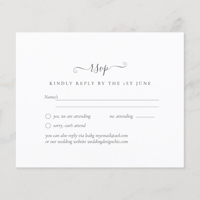 Simple Minimalist Plain White RSVP Wedding (Front)