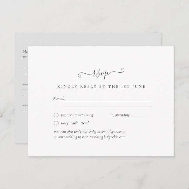 Simple Minimalist Plain White RSVP Wedding  Postcard (Front/Back)