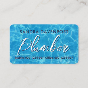 Simple Minimalist Plumber In Blue Layer Business Card