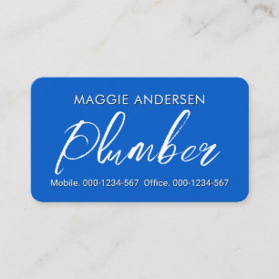 Simple Minimalist Plumber In Blue Layer Business Card