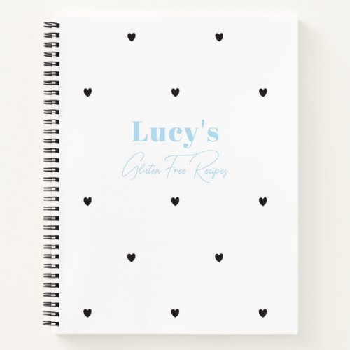 Simple Minimalist Pretty Heart Blank Recipe Notebook