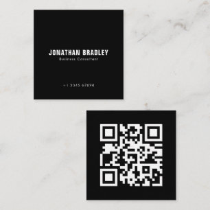 Simple Minimalist Professional QR Code  Square Business Card