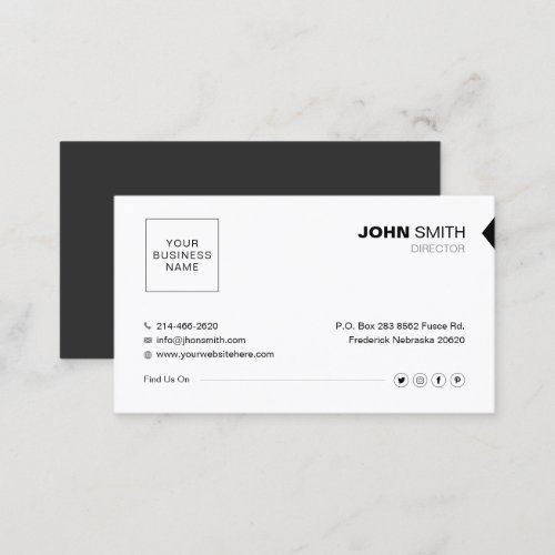 Simple Minimalist Professional White Unique DC Business Card
