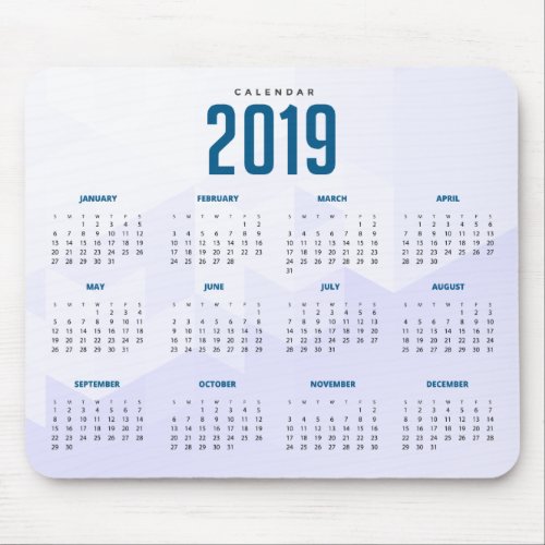 Simple Minimalist Purple 2019 Calendar  Mousepad