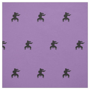 Simple Minimalist Purple and Black Karateka Print Fabric