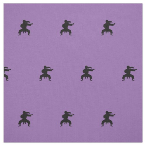 Simple Minimalist Purple and Black Karateka Print Fabric