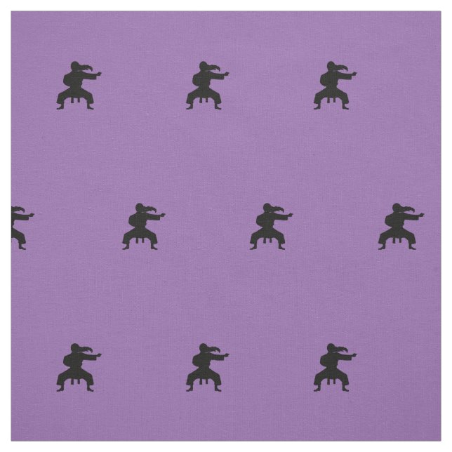 Simple Minimalist Purple and Black Karateka Print Fabric (Swatch)