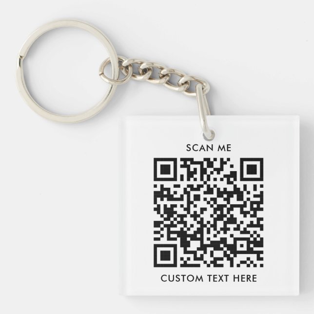 Simple Minimalist QR Code Business Logo Keychain (Front)