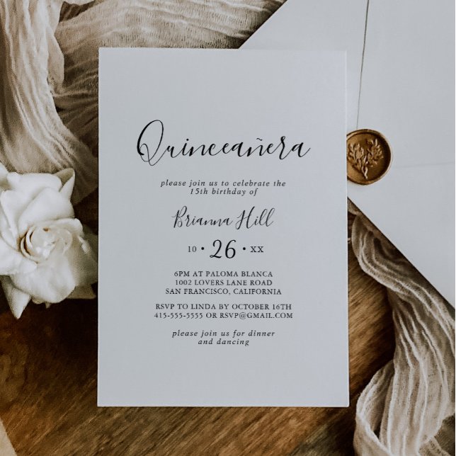 Simple Minimalist Quinceañera Invitation (Creator Uploaded)