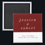 Simple Minimalist Red and White Wedding Magnet<br><div class="desc">A simple and minimalist wedding ref magnet with deep red and white theme. Perfect give aways for your wedding.</div>