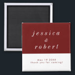 Simple Minimalist Red and White Wedding Magnet<br><div class="desc">A simple and minimalist wedding ref magnet with deep red and white theme. Perfect give aways for your wedding.</div>