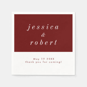 Simple Minimalist Red and White Wedding Napkins
