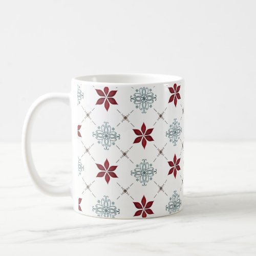 Simple Minimalist Red Blue Star Pattern  Coffee Mug