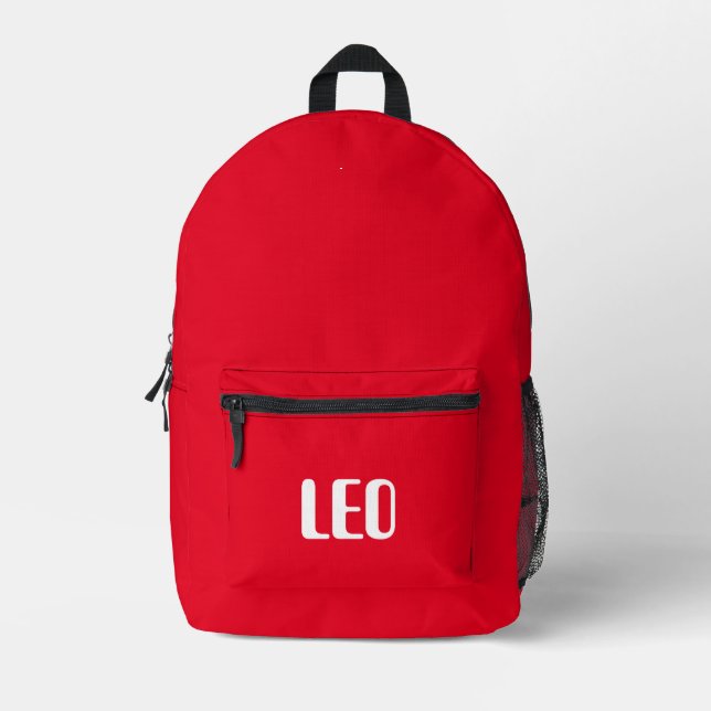 Simple Minimalist red Custom Personalized Printed Backpack (Front)